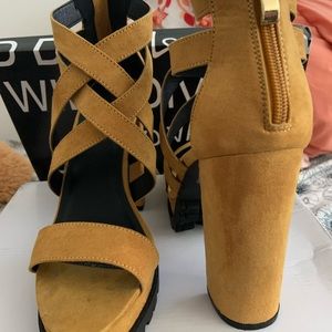 Burnt yellow high heels